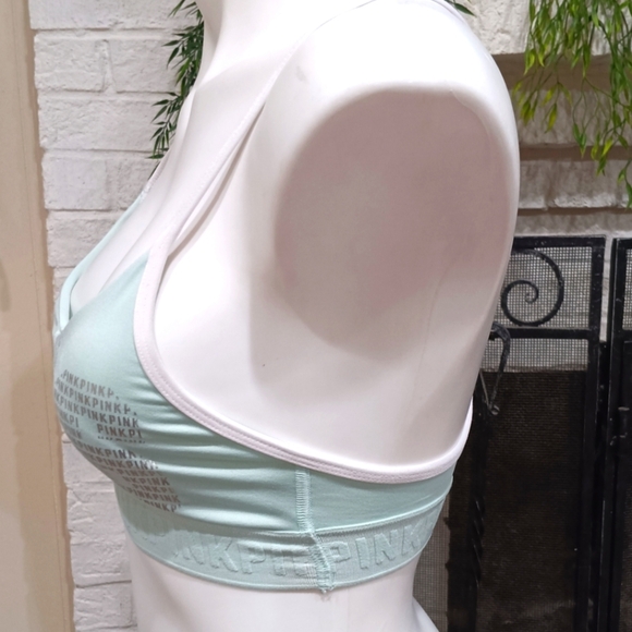 Victoria's Secret PINK Iceberg Green Script Non Wired Push Up Lounge Bralette XS - Picture 4 of 10